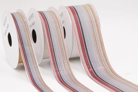 Сірий та червоний тонкий смугастий тканий набір стрічок_AI